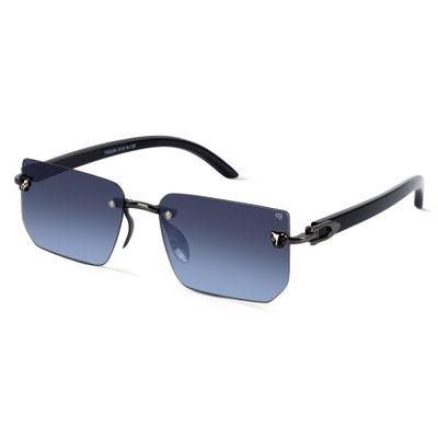 Fred Blue Rimless Rectangle Sunglasses Shop Fred Blue Rimless Rectangle Sunglasses