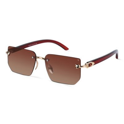 Fred Brown Rimless Rectangle Sunglasses Shop Fred Brown Rimless Rectangle Sunglasses