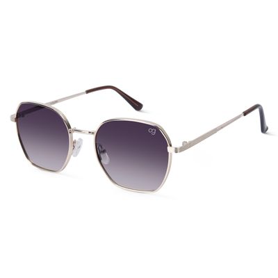 Shop Glitzigon Golden Hexagonal Sunglasses