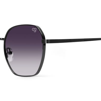 Buy Glitzigon Gradient Black Hexagonal Sunglasses