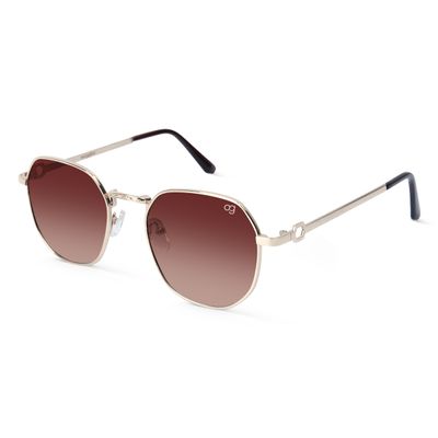 Shop Hexanova Brown Hexagonal Sunglasses