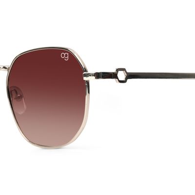 Buy Hexanova Brown Hexagonal Sunglasses