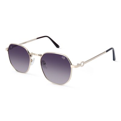 Shop Hexanova Golden Hexagonal Sunglasses