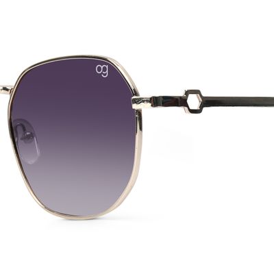 Buy Hexanova Golden Hexagonal Sunglasses
