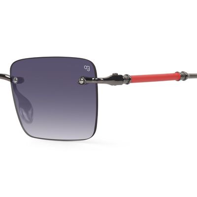 Buy Kylro Rectangle Rimless Black &amp; Metalic Sunglasses Online