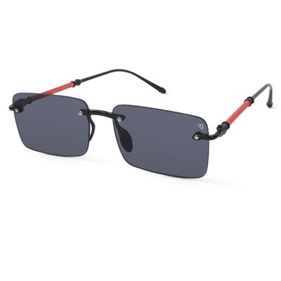 Shop Kylro Rectangle Rimless Black Sunglasses