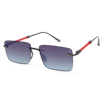 Shop Kylro Rectangle Rimless Blue Sunglasses