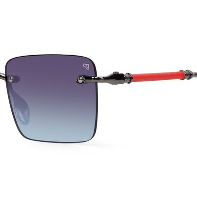 Buy Kylro Rectangle Rimless Blue Sunglasses Online