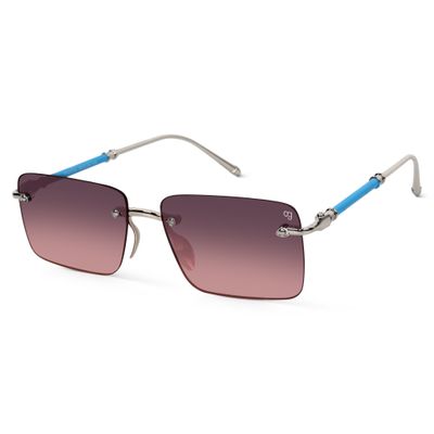 Shop Kylro Rectangle Rimless Pink &amp; Silver Sunglasses
