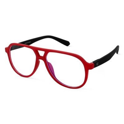Shop Luxorin Red &amp; Black Aviator Blue Screen Sunglasses