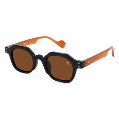 Shop Monkshood Brown Hexagonal Sunglasses