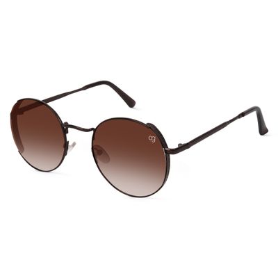 Shop Rayzo Round Rimless Brown &amp; Brown Sunglasses