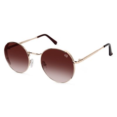 Shop Rayzo Round Rimless Brown &amp; Golden Sunglasses