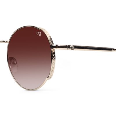 Buy Rayzo Round Rimless Brown &amp; Golden Sunglasses Online