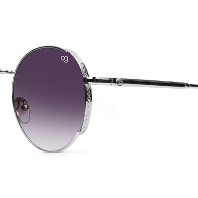 Buy Rayzo Round Rimless Purple &amp; Silver Sunglasses Online