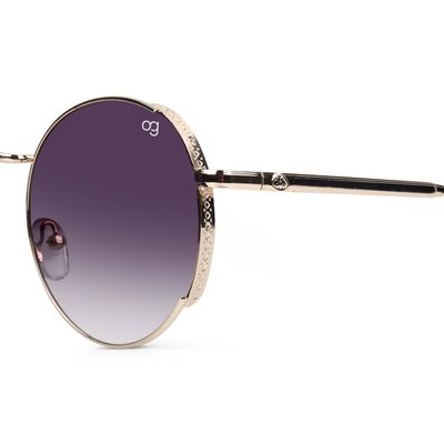 Buy Rayzo Round Rimless Purple &amp; Golden Sunglasses Online