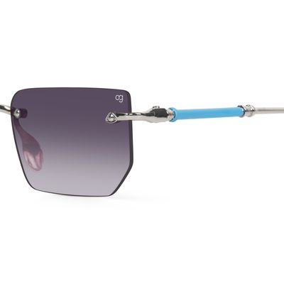 Buy Solvy Rectangle Rimless Black &amp; Silver Sunglasses Online