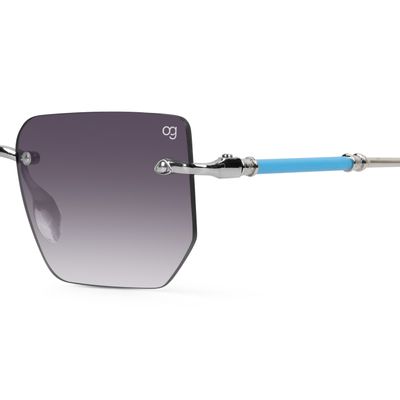 Buy Vesko Rectangle Rimless Black &amp; Silver Sunglasses Online