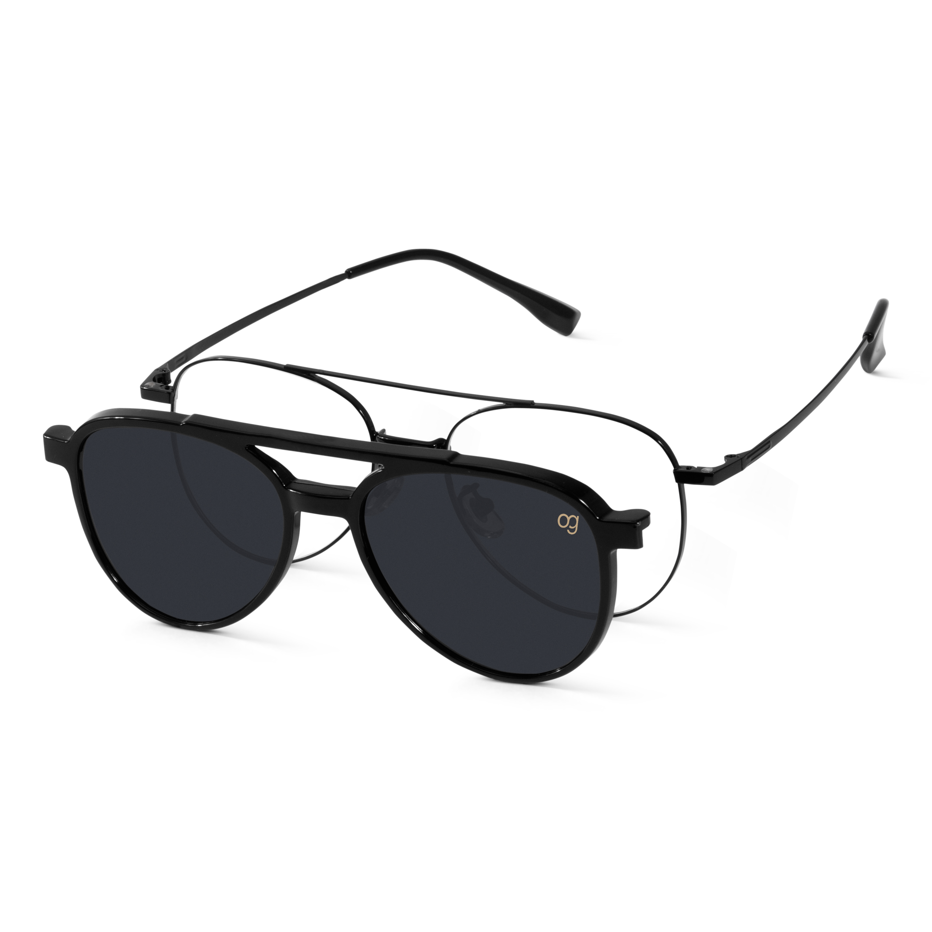 Clip on sunglasses top for aviator frames