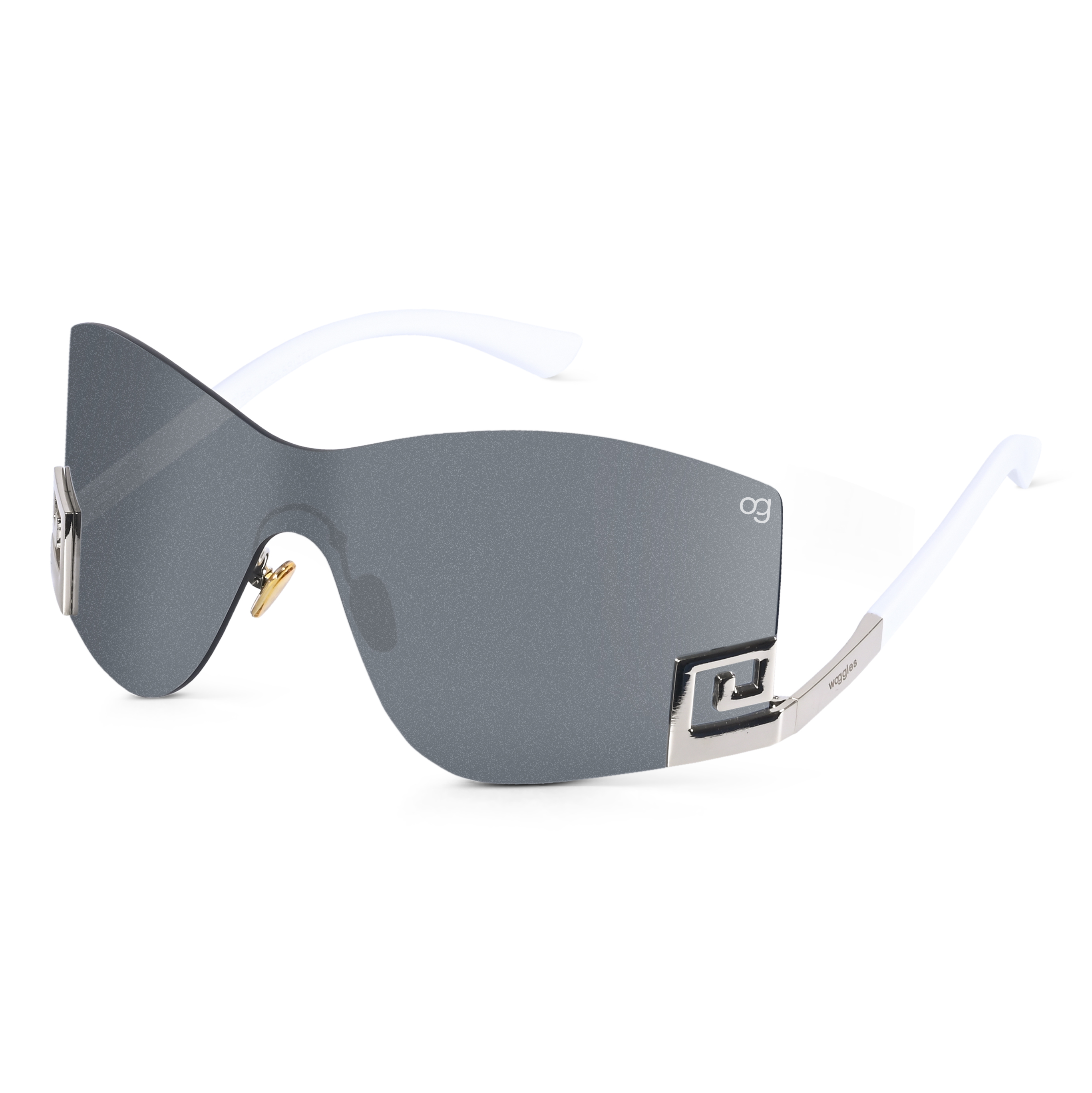 Amazon.com: Rasslor Retro White Frame Blue Shield Sunglasses : Clothing,  Shoes & Jewelry